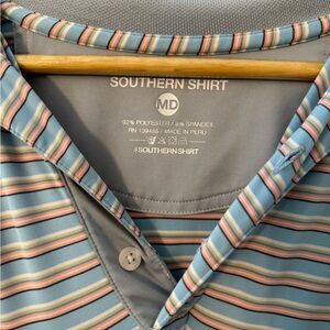 Southern Shirt Co Performance Polo Shirt Medium Blue Stripe Stretch Golf Prep